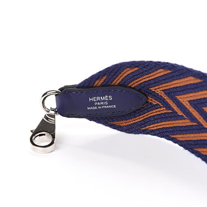 Hermes Toile Swift 50mm Sangle ZigZag Shoulder Strap Bleu Encre Gold 3 of 4