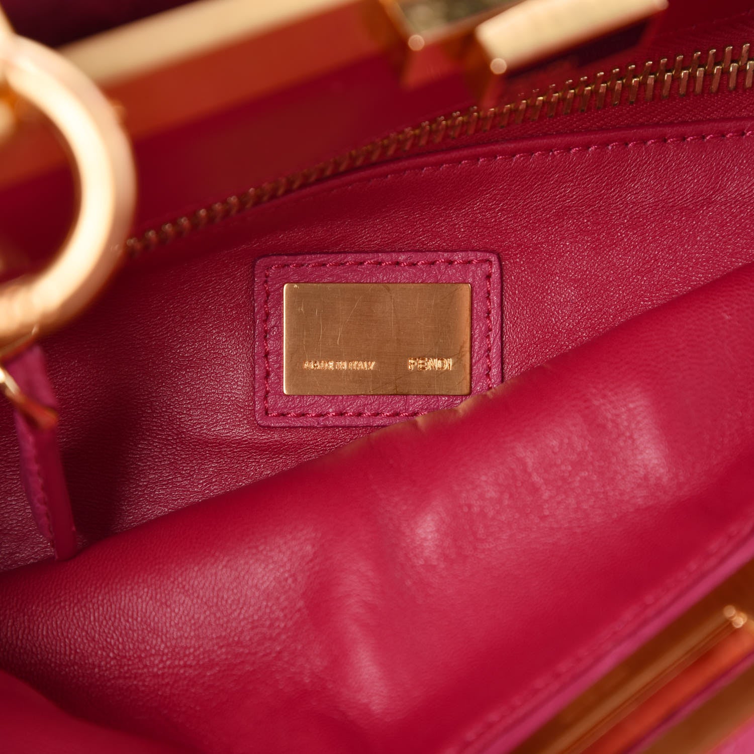 Fendi Ostrich Medium Peekaboo Iconic Satchel Fuchsia 7 of 11