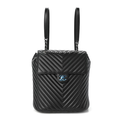 Chanel Calfskin Chevron Quilted Large Urban Spirit Backpack Black 1 of 9