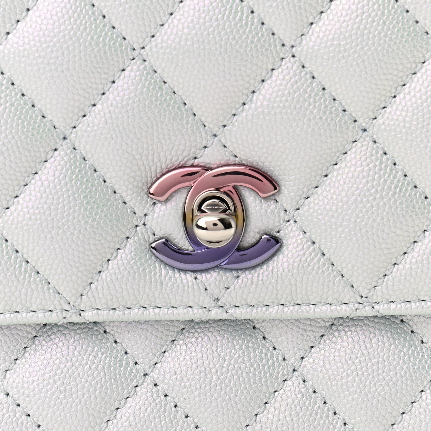 Chanel Iridescent Caviar Quilted Mini Coco Handle Flap Light Blue 8 of 10