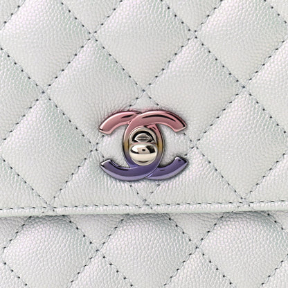 Chanel Iridescent Caviar Quilted Mini Coco Handle Flap Light Blue 8 of 10