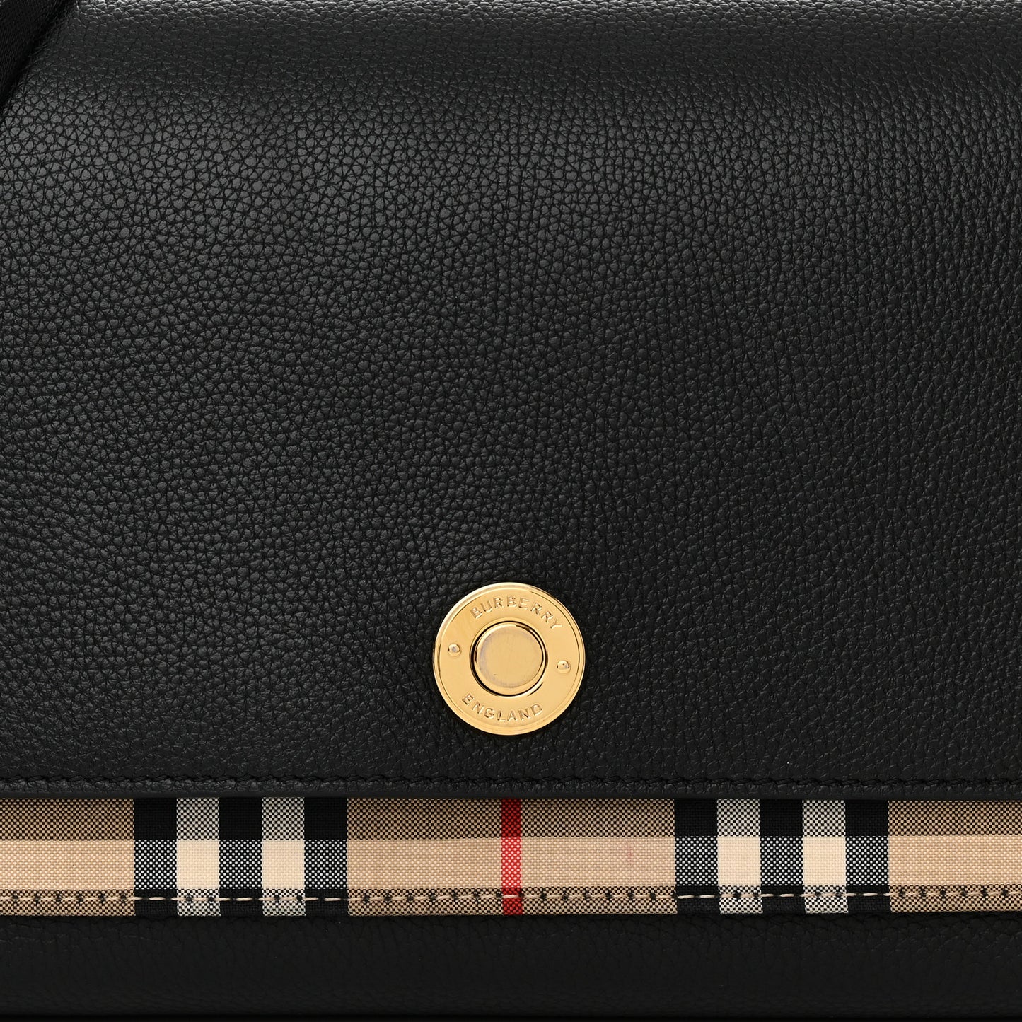 Grainy Calfskin Vintage Check Note Crossbody Bag Black