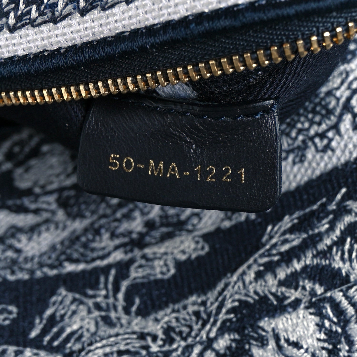 Christian Dior Canvas Reverse Striped Toile De Jouy Embroidered Medium Lady D-Lite Navy 7 of 10