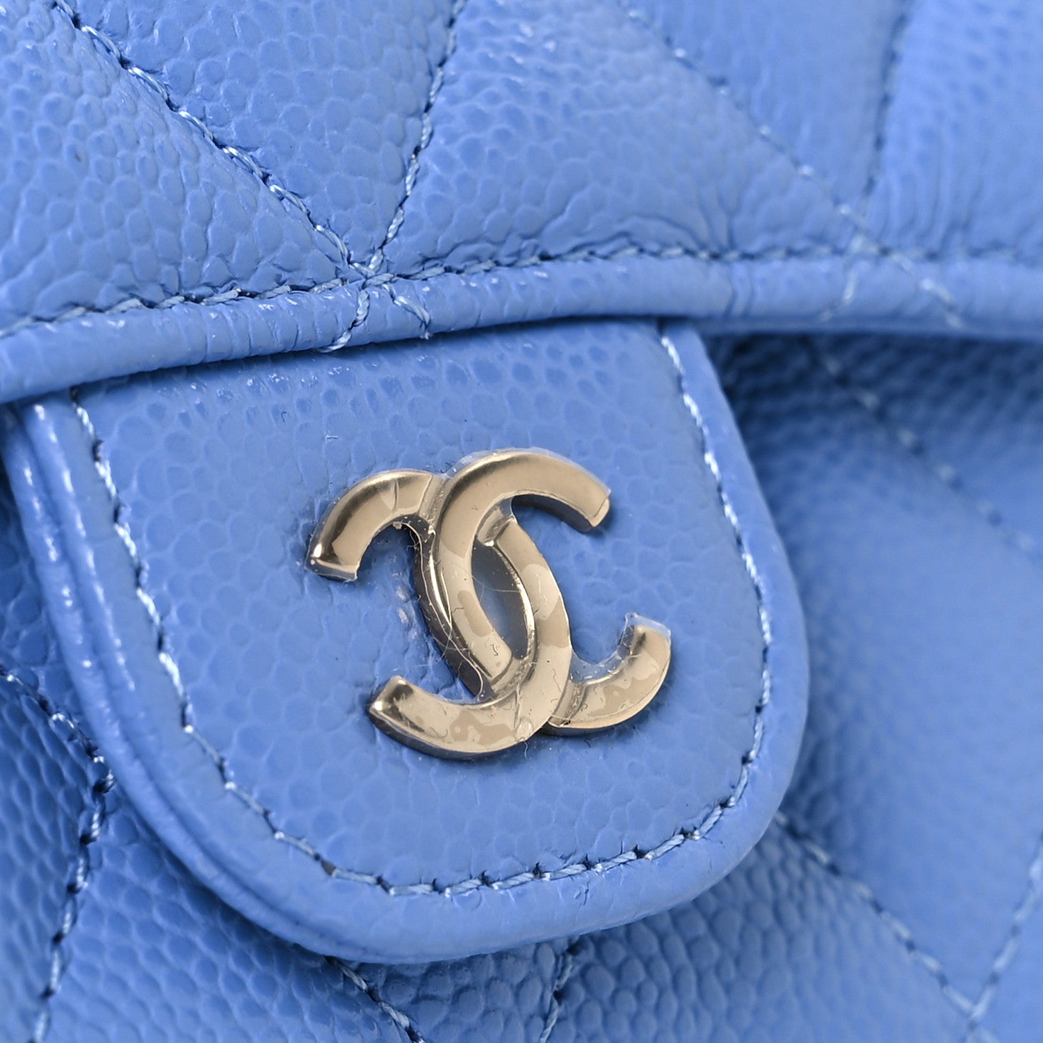 Chanel Caviar Quilted Flap Card Holder Wallet Blue 10 of 10