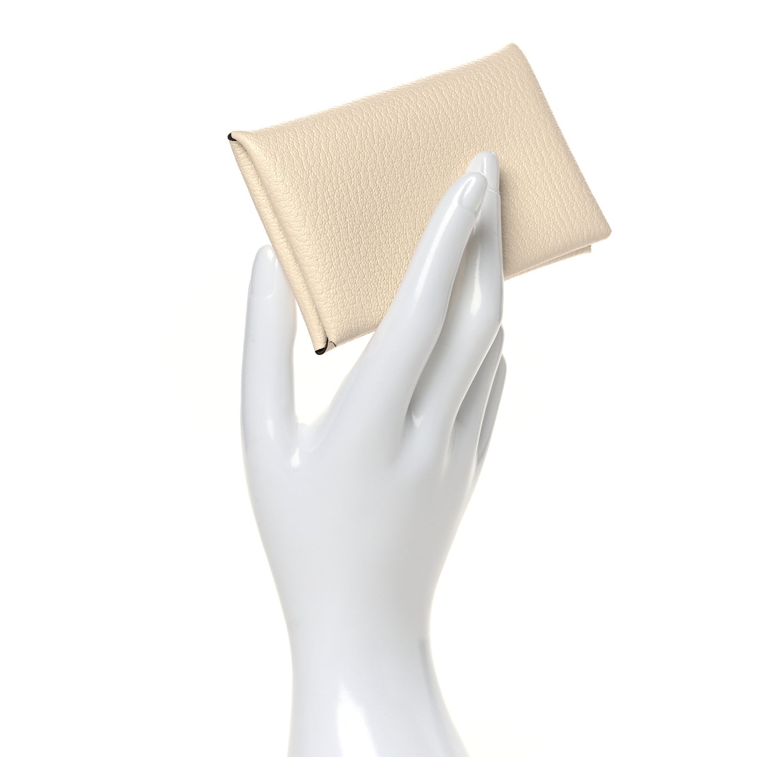 Hermes Chevre Mysore Verso Calvi Card Case Nata Biscuit 2 of 8