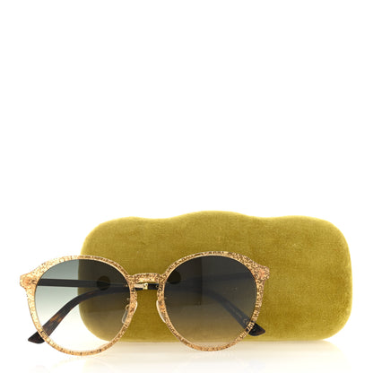 Gucci Round Frame Glitter Sunglasses GG0205SK Yellow 7 of 7