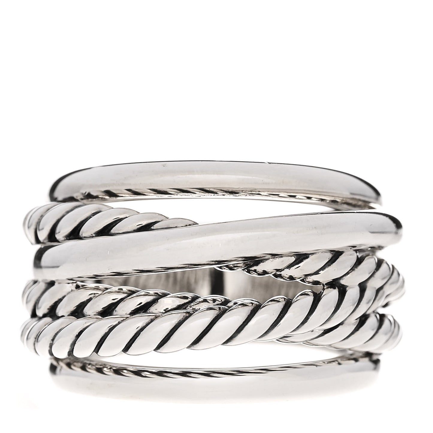 Sterling Silver 15mm Wide Crossover Cable Ring 54 6.75