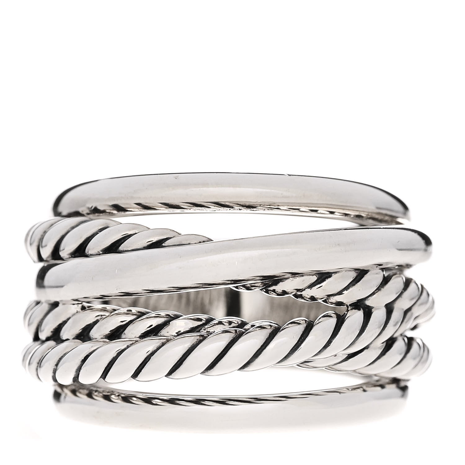 David Yurman Sterling Silver 15mm Wide Crossover Cable Ring 54 6.75 1 of 4