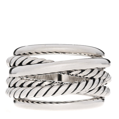 David Yurman Sterling Silver 15mm Wide Crossover Cable Ring 54 6.75 1 of 4