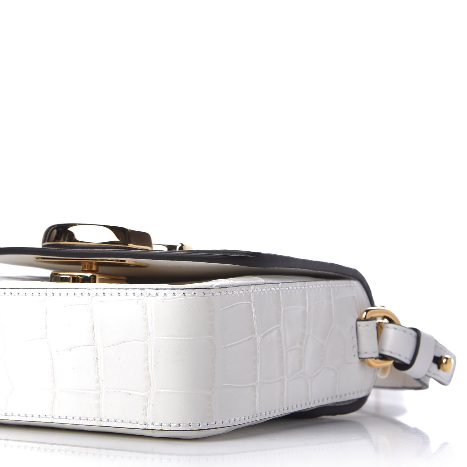 Chloe Calfskin Crocodile Embossed Mini C Double Carry Brilliant White 9 of 10