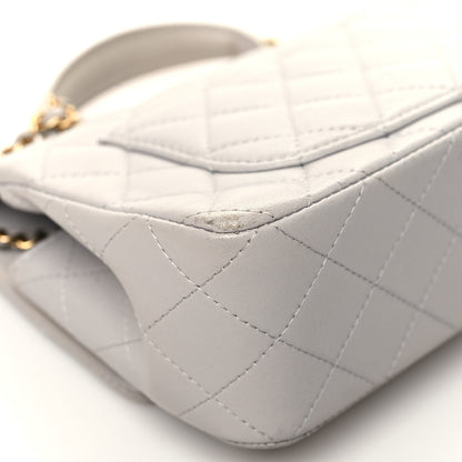 Chanel Lambskin Quilted Mini Top Handle Rectangular Flap Grey 11 of 16