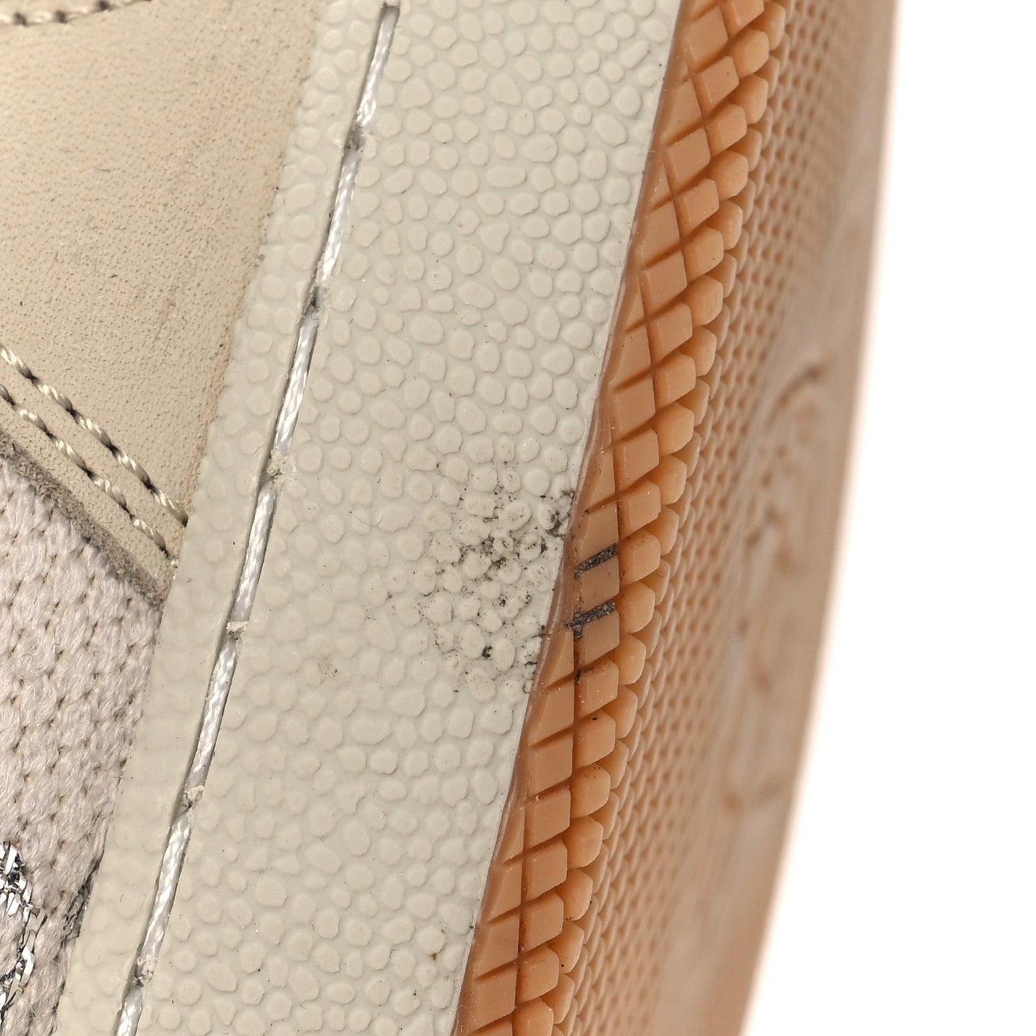 Gucci Calfskin Lame GG Monogram Web Womens Screener Sneakers 40 Gardenia Silver Dusty Milk White 11 of 14