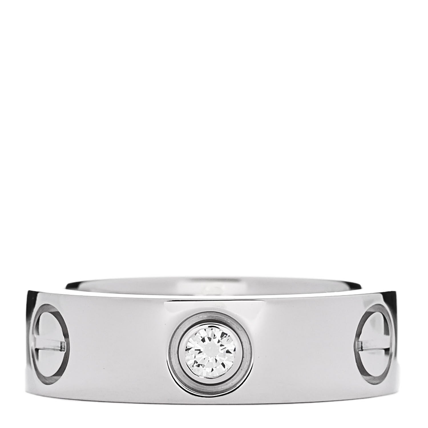 Cartier 18K White Gold 3 Diamond 5.5mm LOVE Ring 49 5 1 of 5