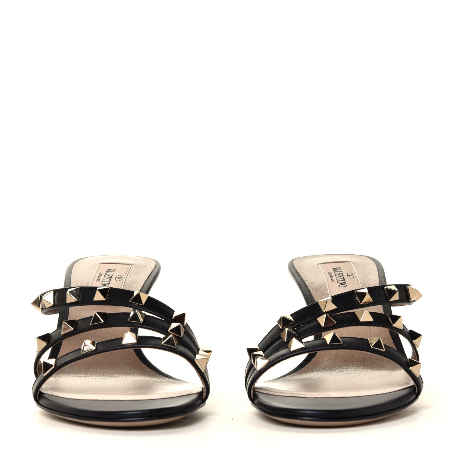 Valentino Garavani Calfskin Nappa Rockstud 60mm Slide Sandals 38 Black 4 of 12