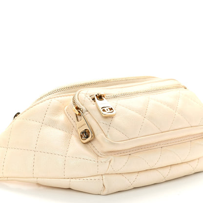 Chanel Iridescent Calfskin Quilted All About Waist Belt Bag Beige 9 of 10