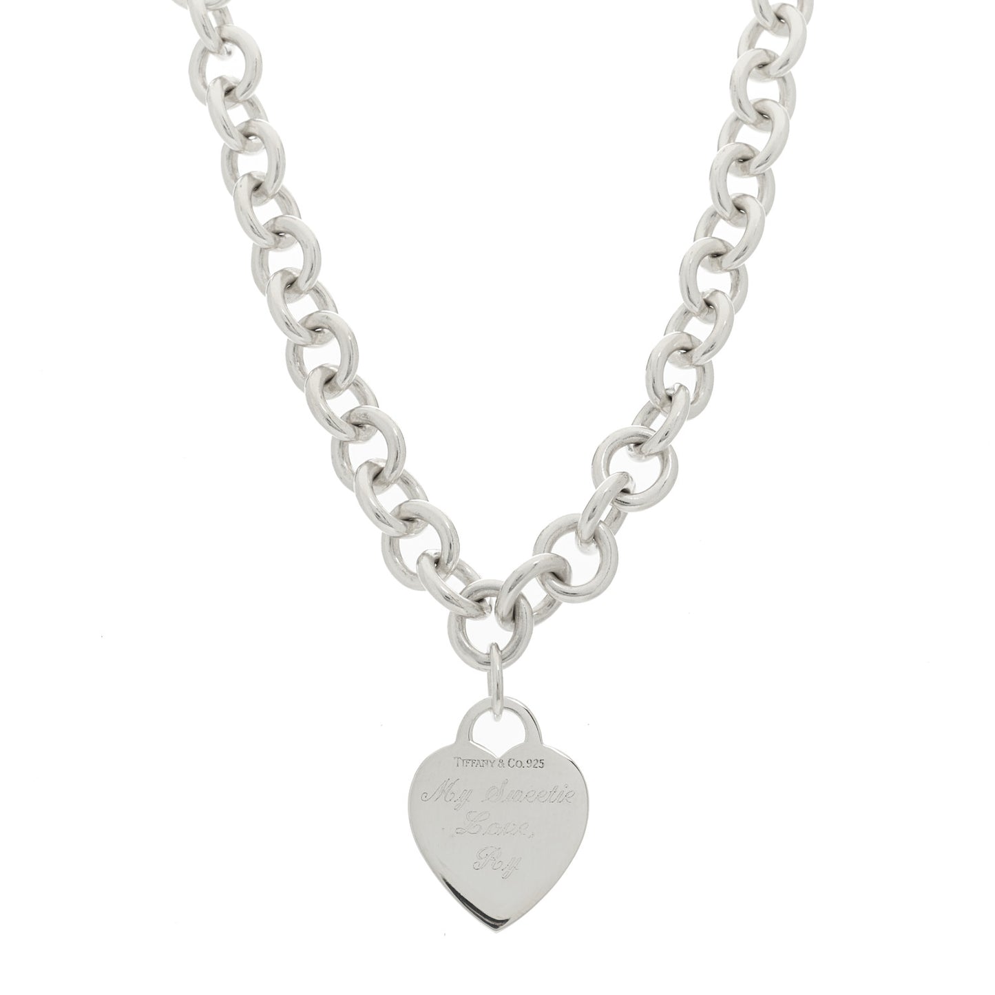 Sterling Silver Heart Tag Pendant Necklace