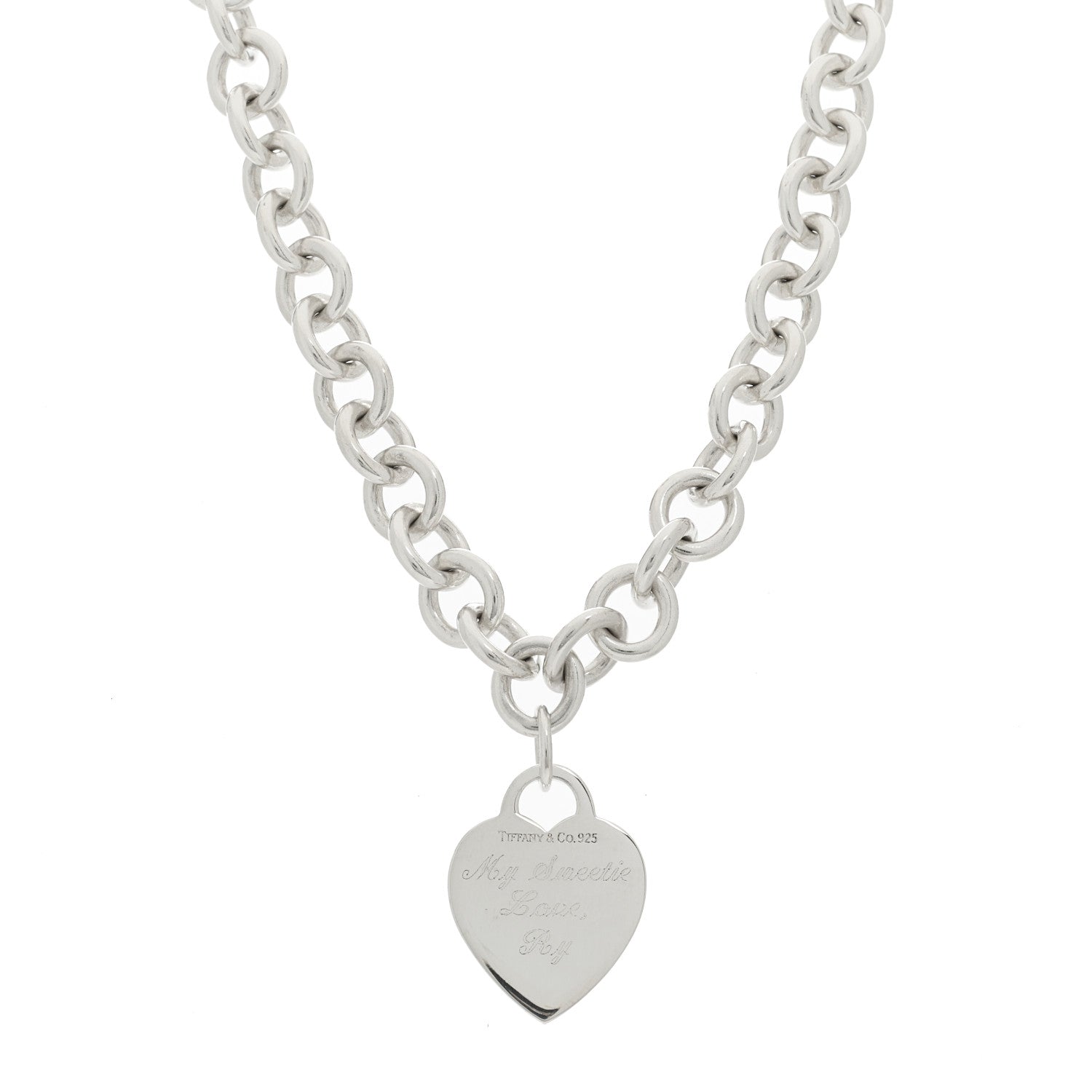Tiffany Sterling Silver Heart Tag Pendant Necklace 1 of 6