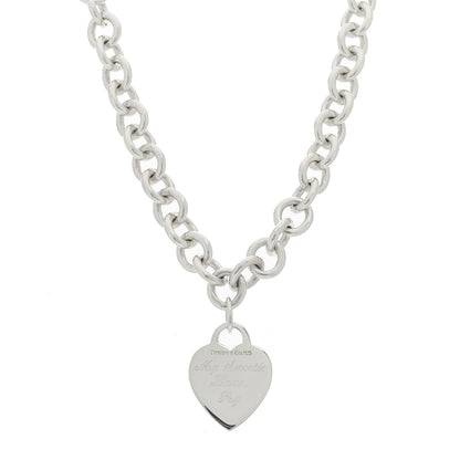 Tiffany Sterling Silver Heart Tag Pendant Necklace 1 of 6