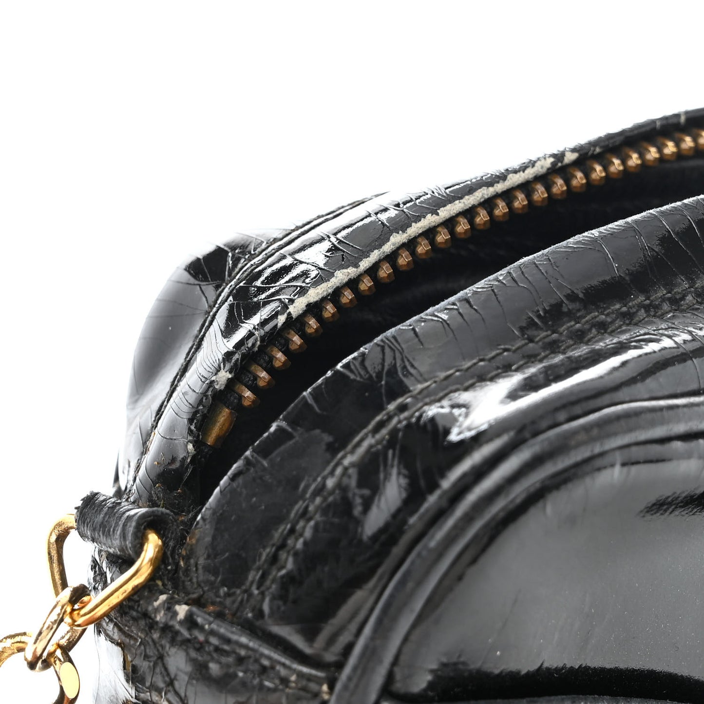 Patent Quilted Tassel Camera Case Black