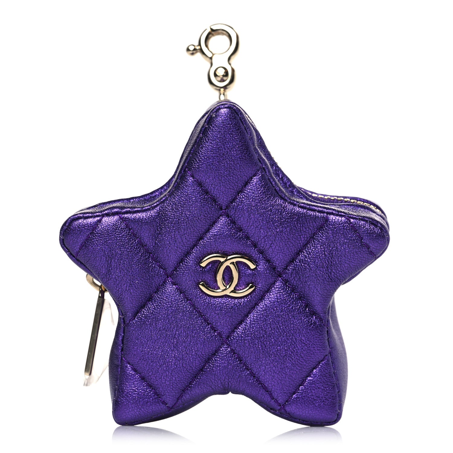Chanel Metallic Lambskin Hollywood Boulevard Star Clip On Coin Purse Purple 1 of 9
