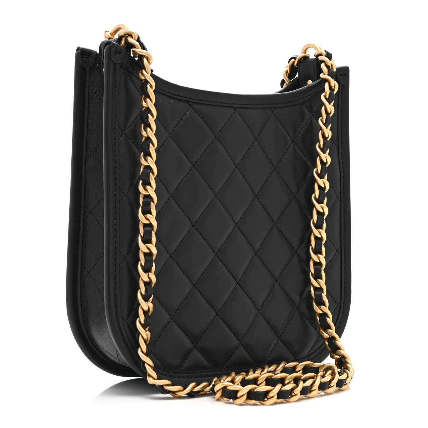 Calfskin Quilted Small Hobo Black
