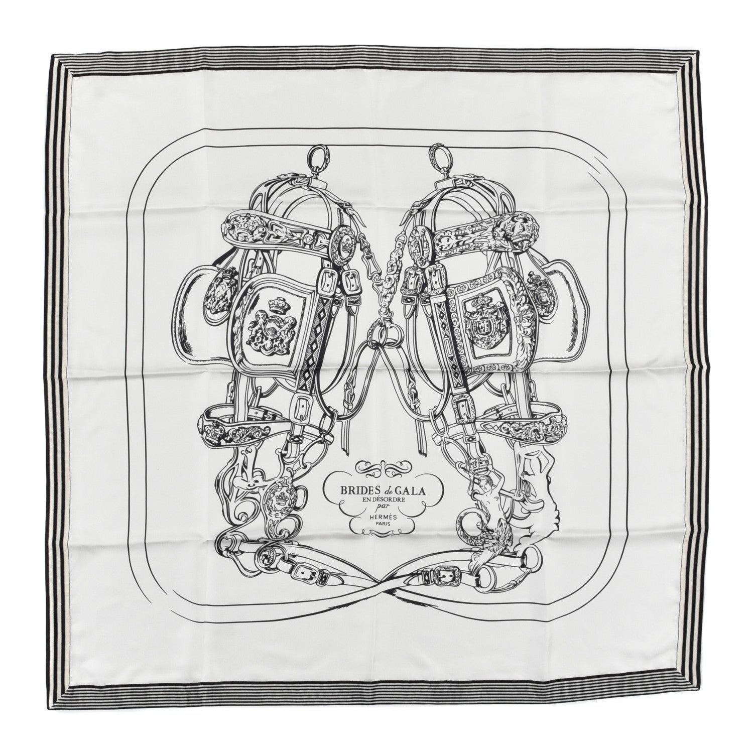 Hermes Silk Brides De Gala Scarf 72 Black White 1 of 3