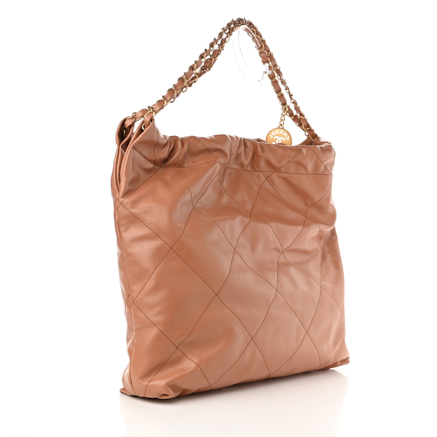Chanel Shiny Calfskin Quilted Chanel 22 Camel 4 of 12