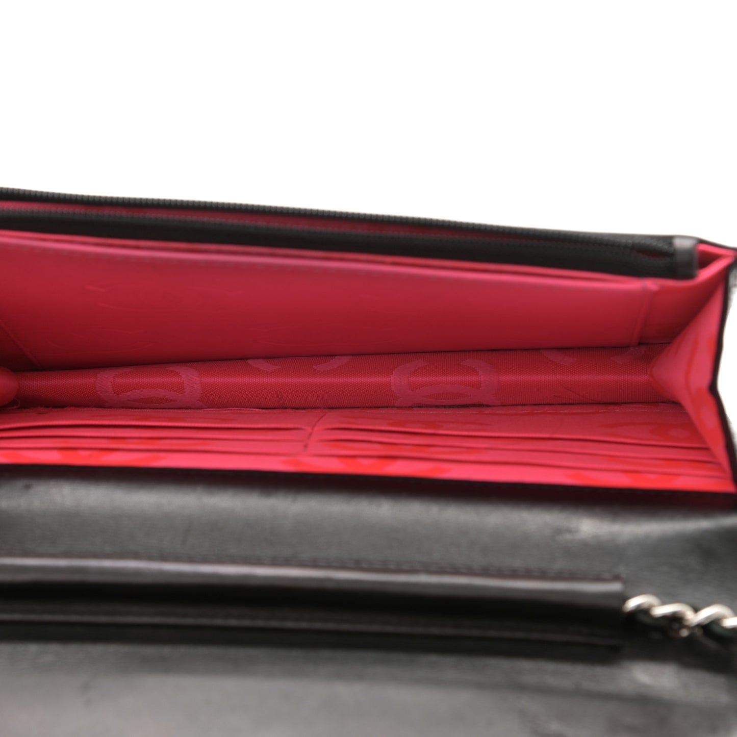 Calfskin Quilted Cambon Wallet On Chain WOC Black