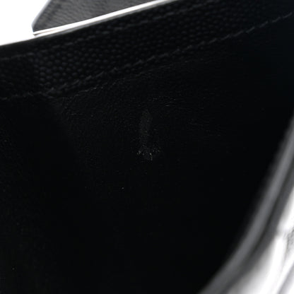 Saint Laurent Grain De Poudre Matelasse Chevron Monogram Compact Tri Fold Wallet Black 10 of 11
