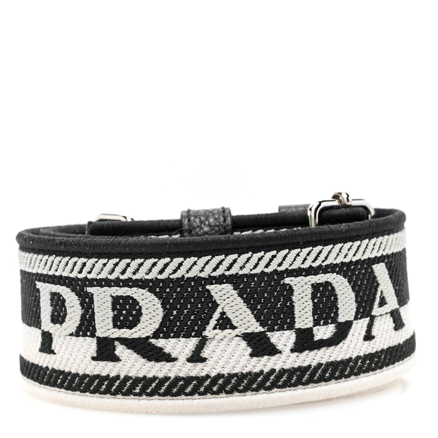 Canvas Calfskin Logo Shoulder Strap Black White