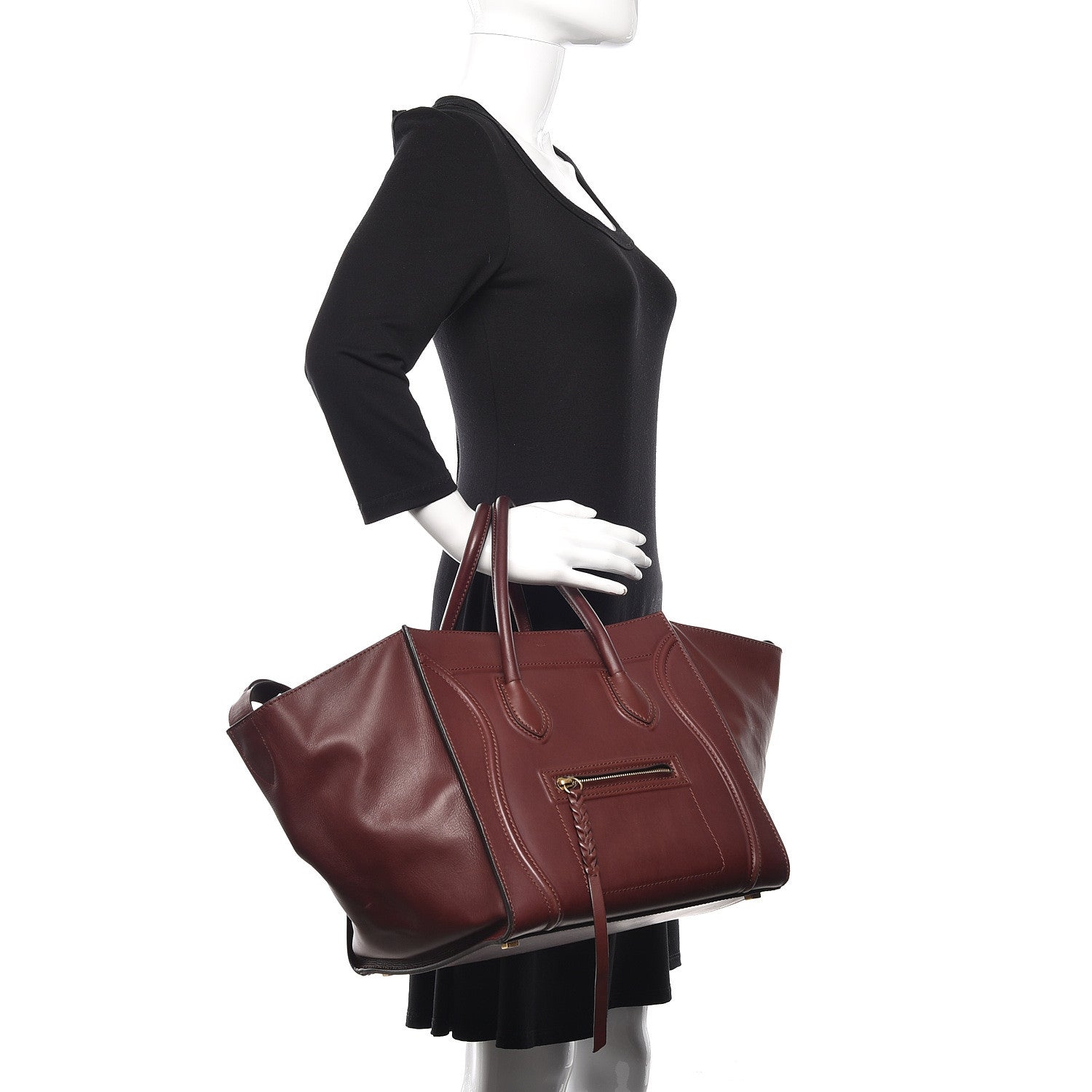 Celine Natural Calfskin Medium Phantom Luggage Burgundy 2 of 17
