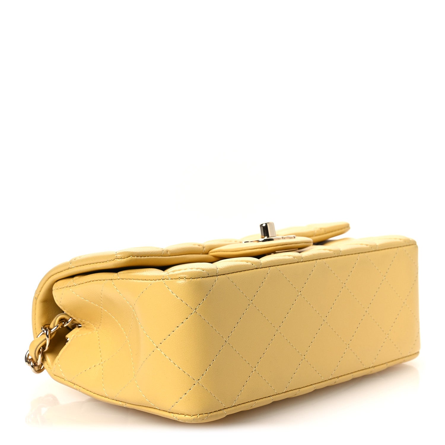 Chanel Lambskin Quilted Mini Rectangular Flap Yellow 4 of 10