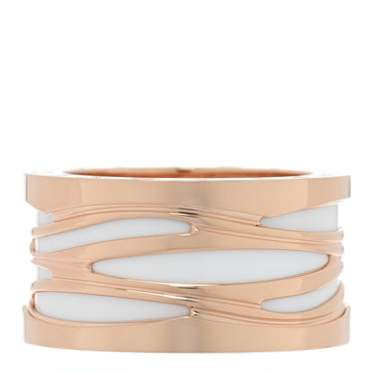Bulgari 18K Rose Gold White Ceramic B.Zero1 Legend Four-Band Ring 58 8.25 1 of 5