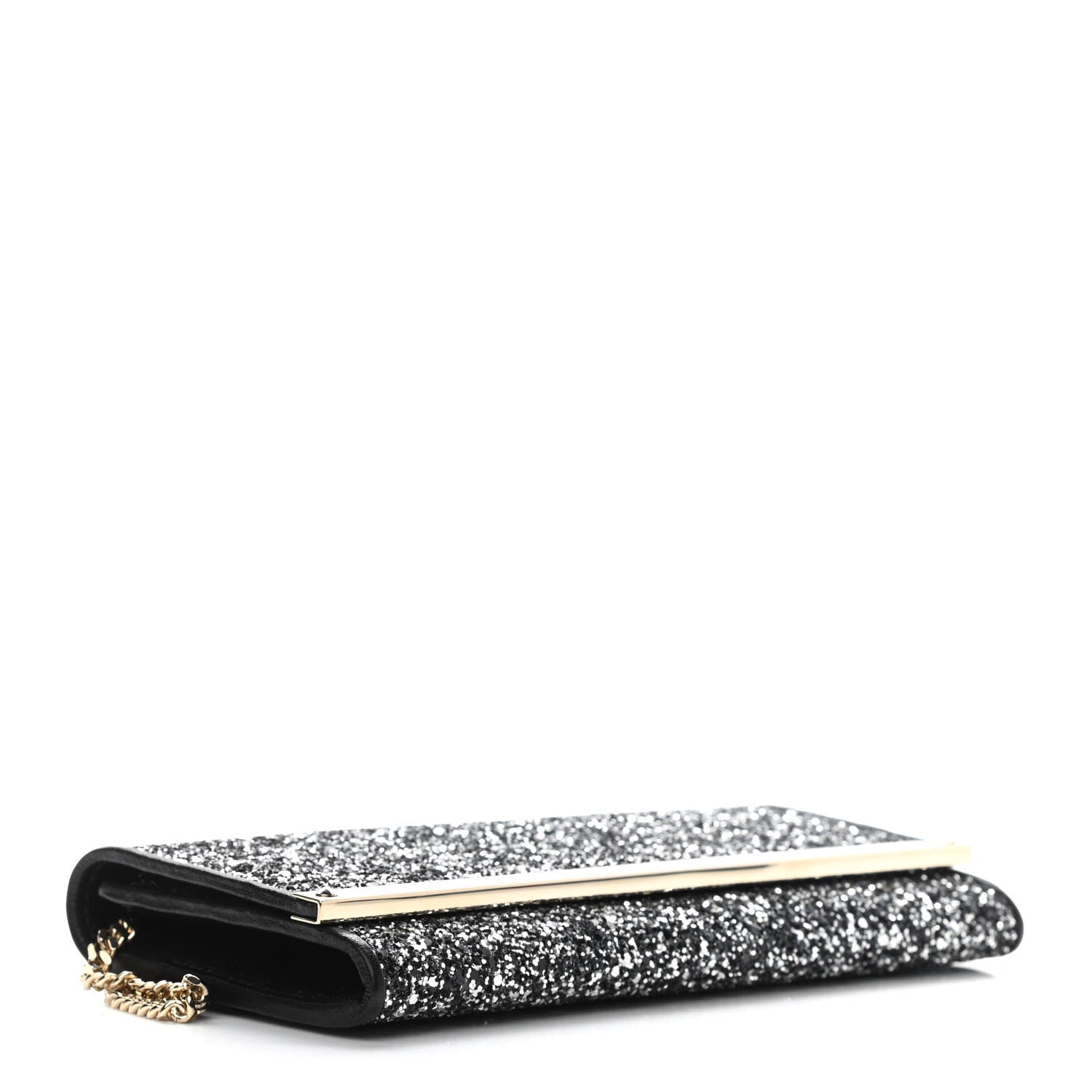 Jimmy Choo Glitter Milla Wallet on Chain Black 4 of 10