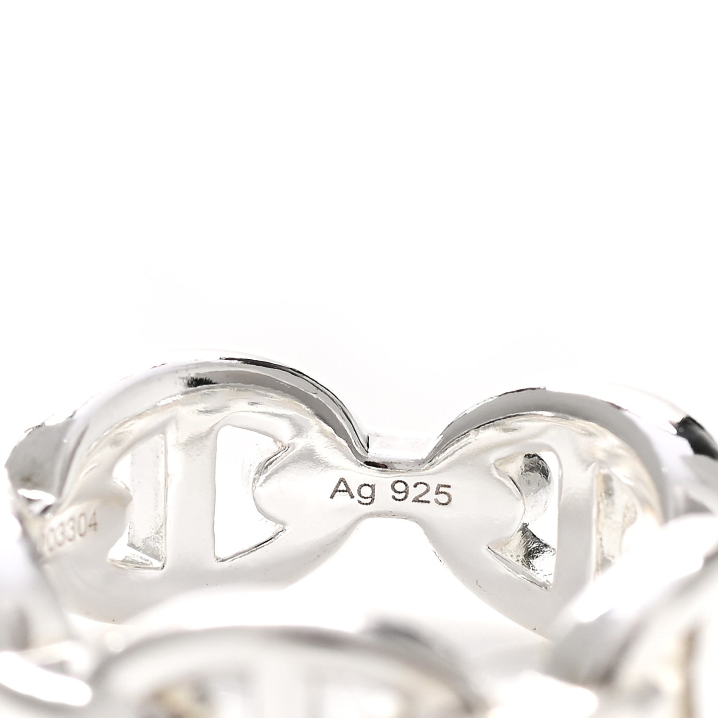 Sterling Silver PM Chaine d'Ancre Enchainee Band Ring 52 6