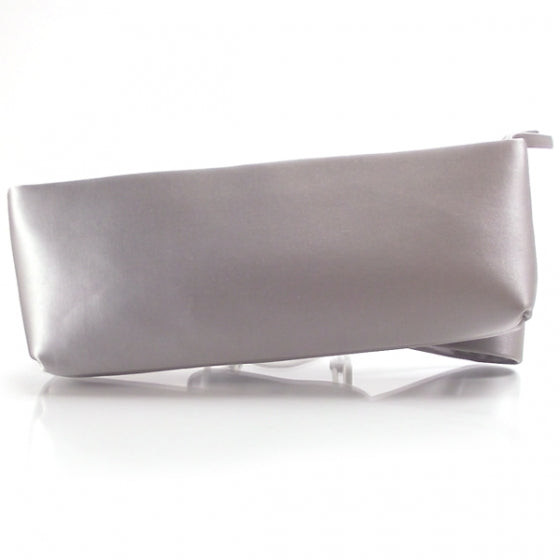 Satin Bow Clutch Silver