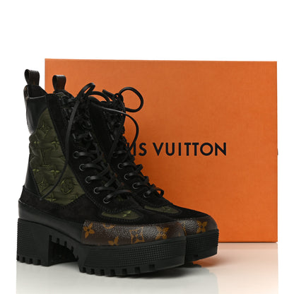 Louis Vuitton Suede Calfskin Monogram Laureate Platform Desert Boots 37 Black 12 of 12