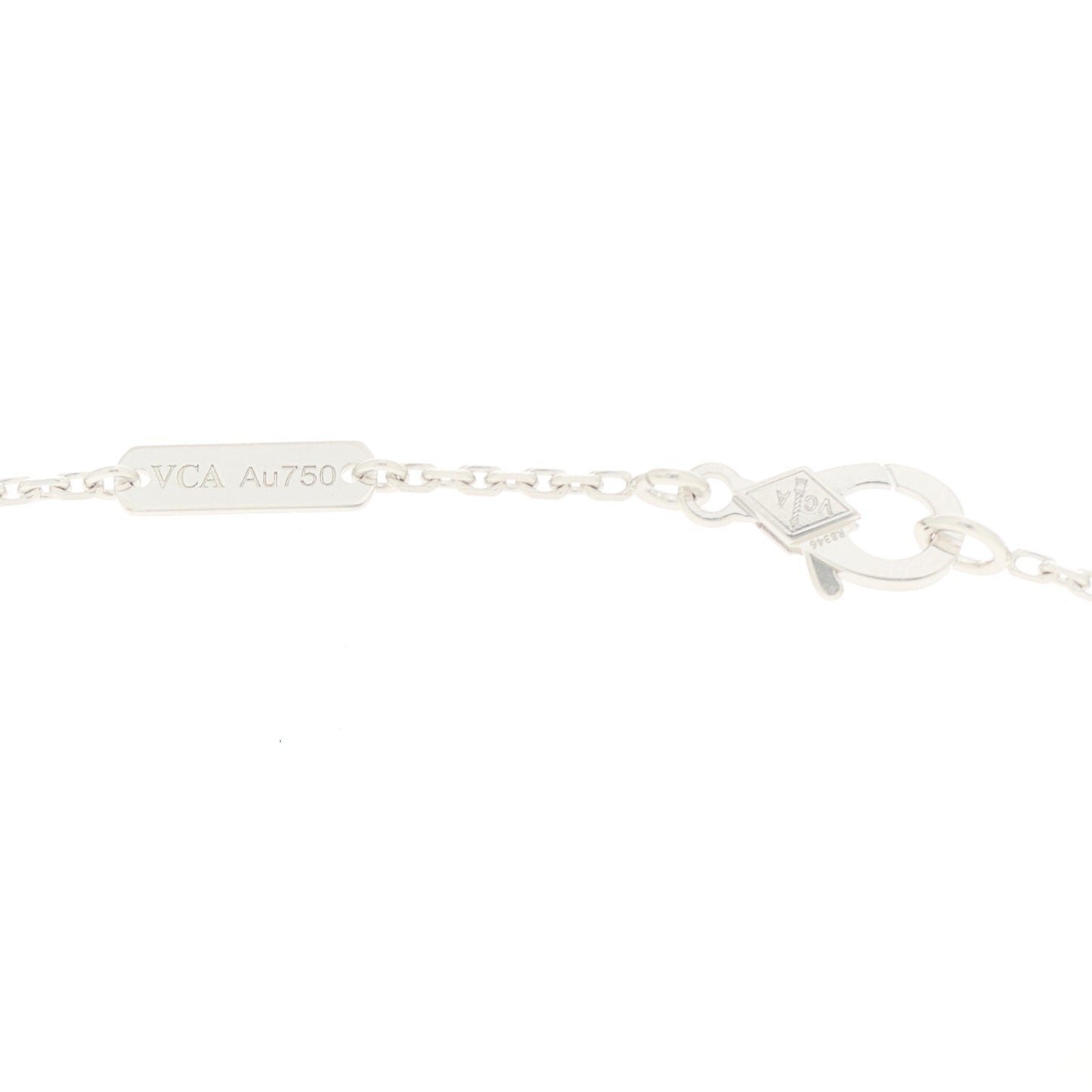 18K White Gold Diamond Vintage Alhambra Pendant Necklace