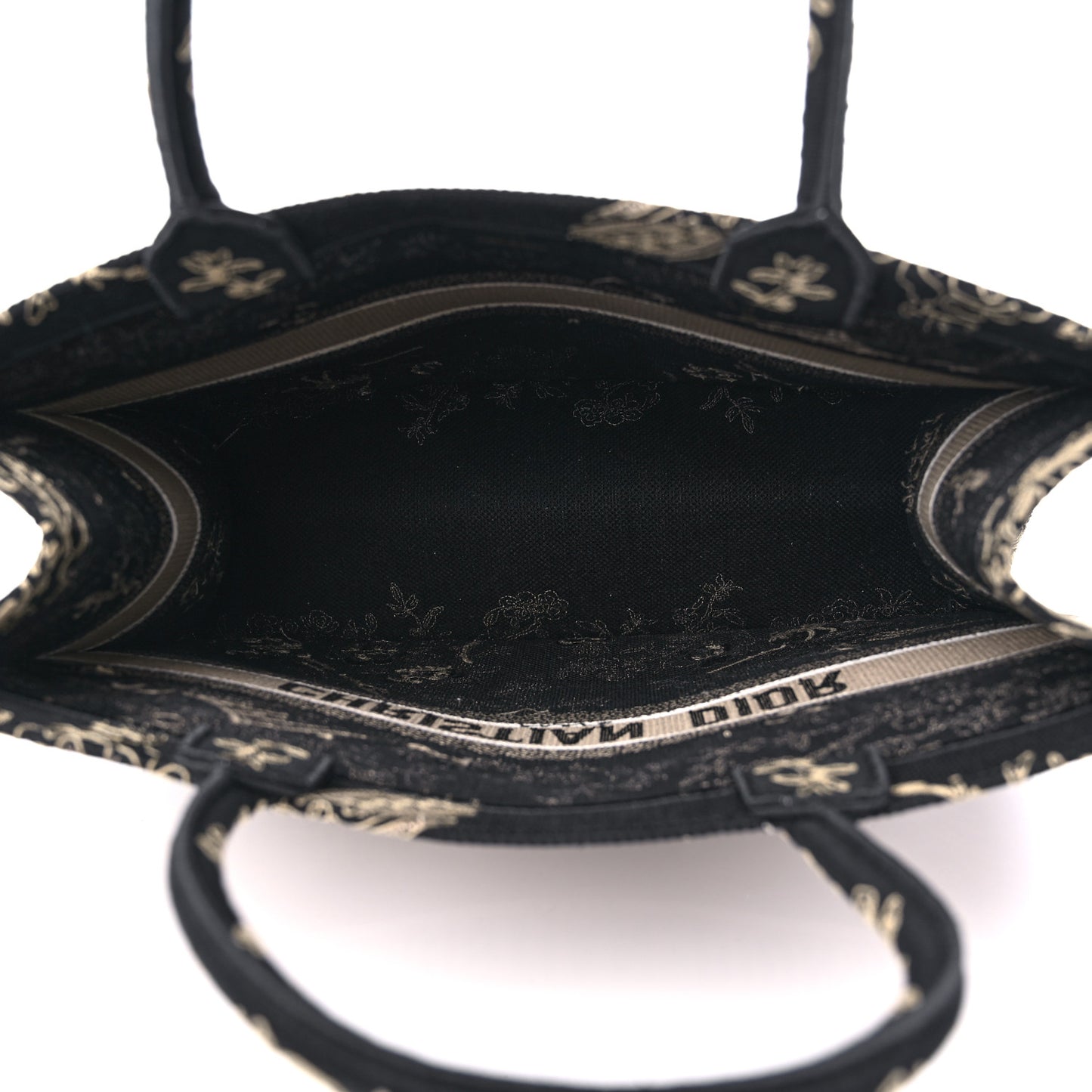 Canvas Embroidered Large Ornamental Cornely Book Tote Black Beige