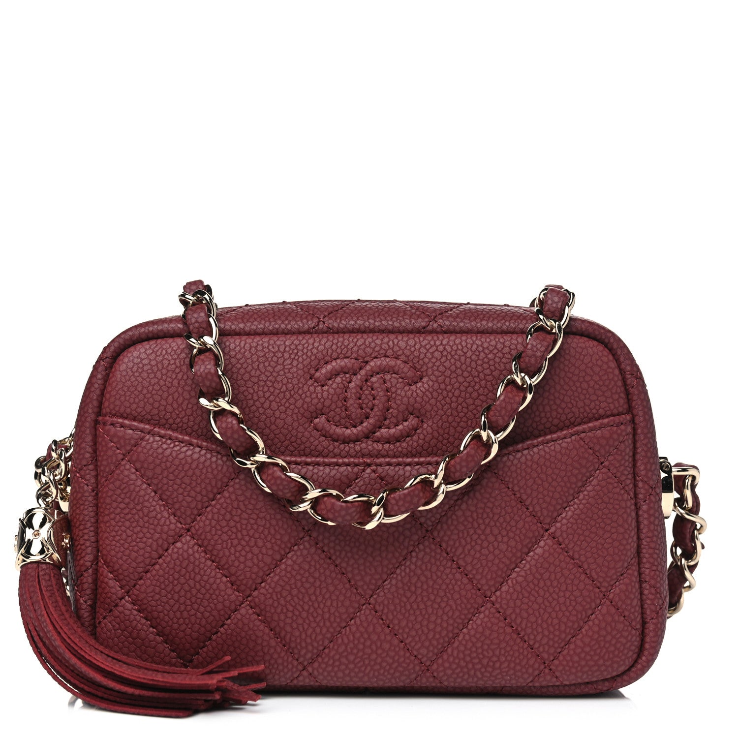 Chanel Caviar Quilted Mini Coco Tassel Camera Case Burgundy 1 of 4