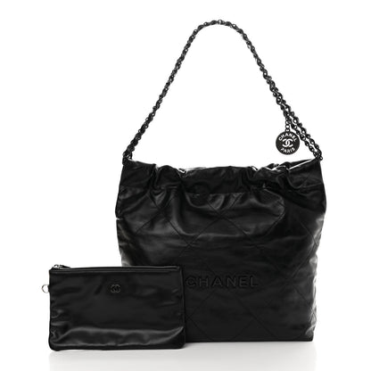 Chanel Shiny Calfskin Quilted Small Chanel 22 So Black 3 of 12