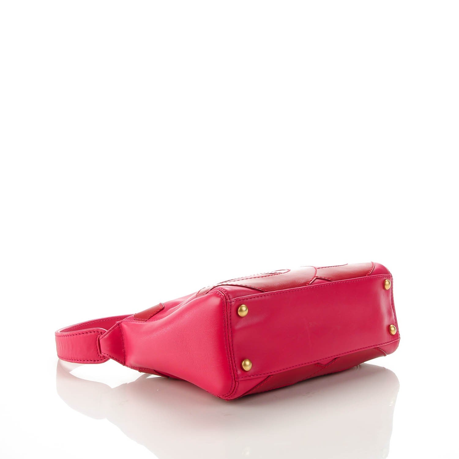 Chanel Lambskin Small CC Stitched Shoulder Bag Red Pink 4 of 7