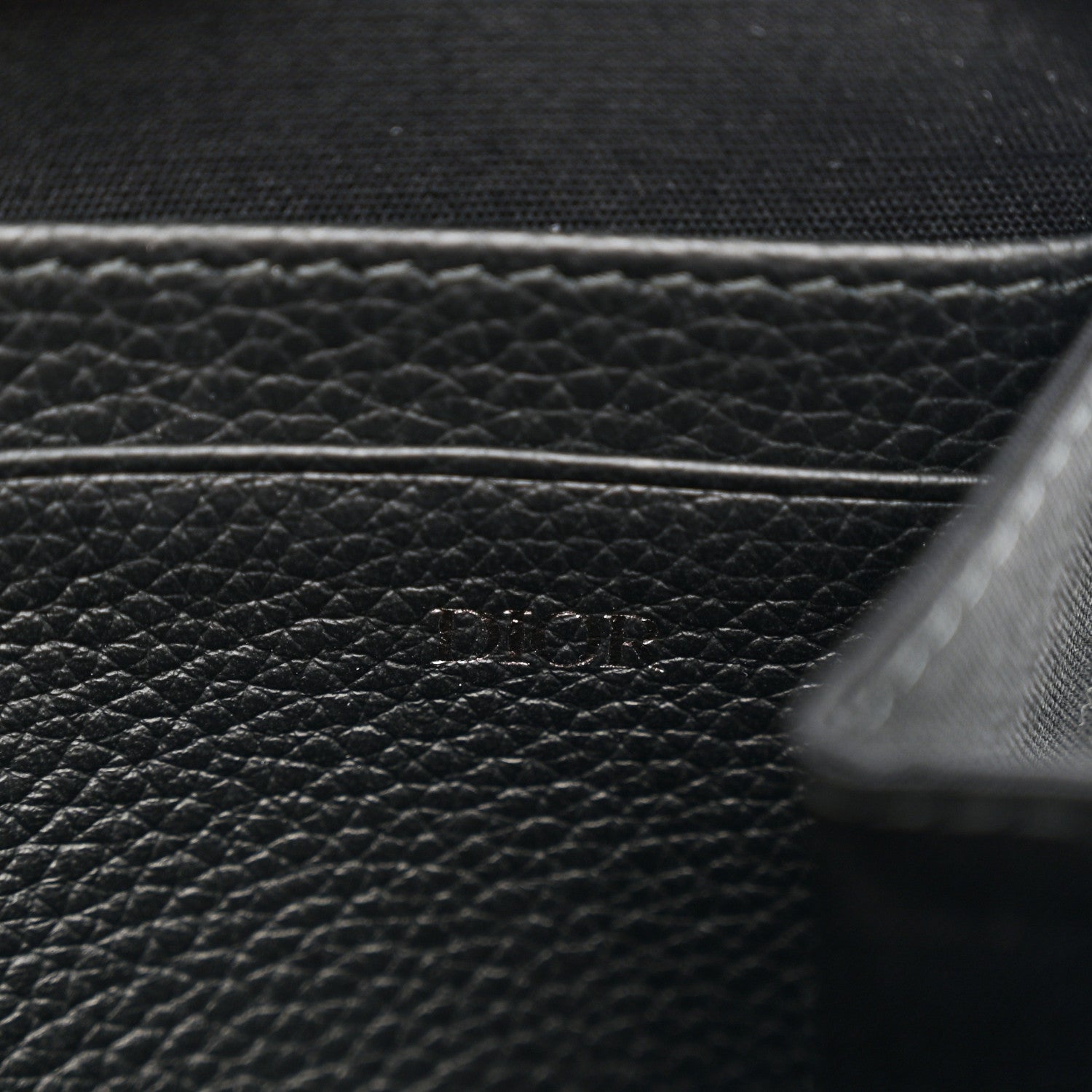Christian Dior Grained Calfskin CD Icon Zipped Pouch With Strap Black 7 of 11