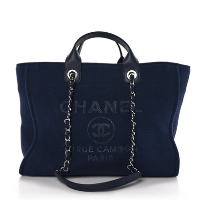 Chanel Mixed Fibers Medium Deauville Tote Navy 1 of 11