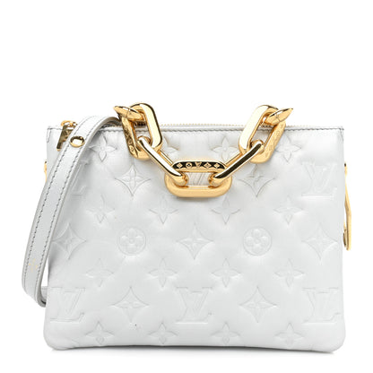 Louis Vuitton Lambskin Embossed Monogram Coussin BB Silver 1 of 18