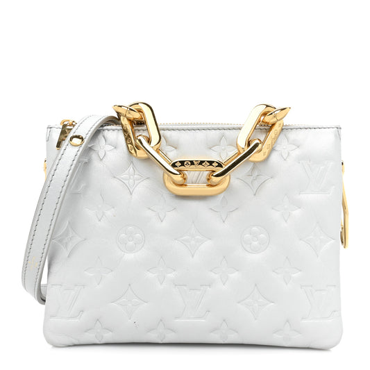 Lambskin Embossed Monogram Coussin BB Silver