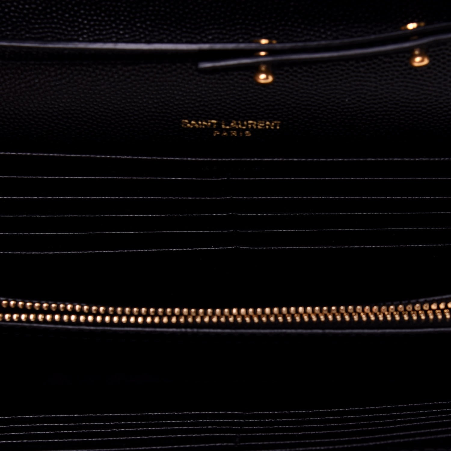 Saint Laurent Grain De Poudre Matelasse Chevron Monogram Chain Wallet Black 5 of 11