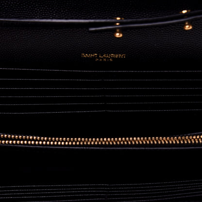 Saint Laurent Grain De Poudre Matelasse Chevron Monogram Chain Wallet Black 5 of 11