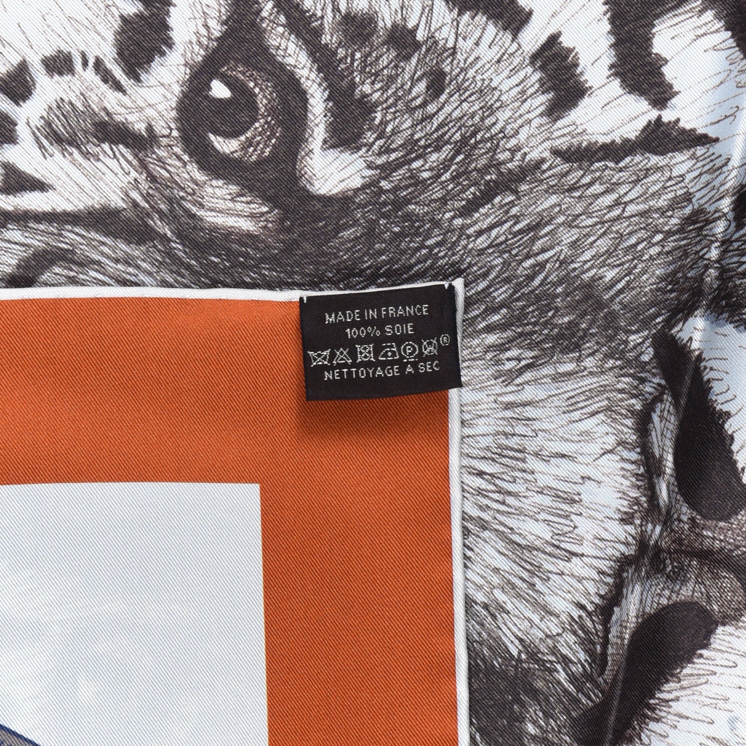 Hermes Silk Double Face Tigre Royal Scarf 90 Marron White Multi 3 of 3