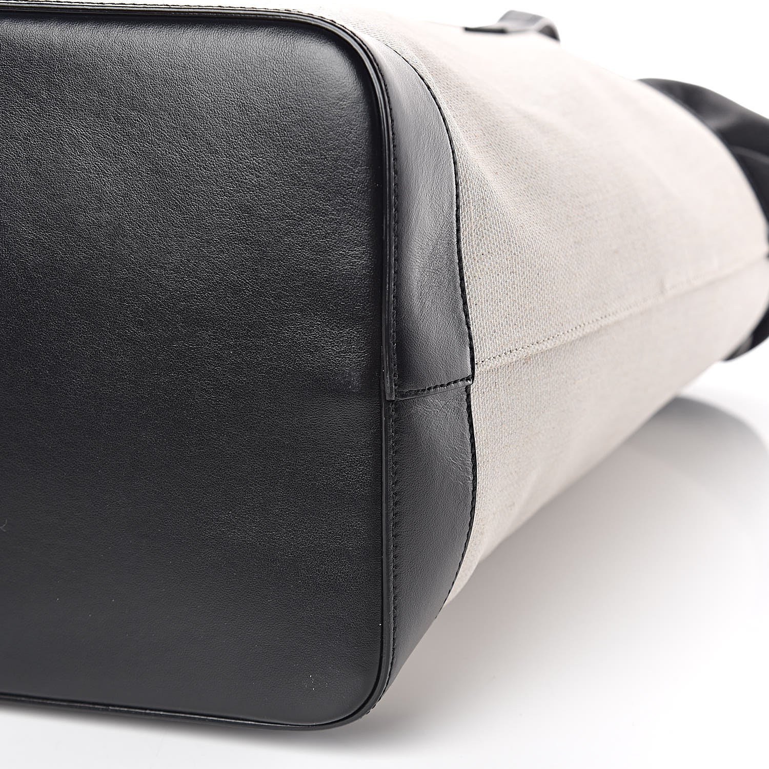 Saint Laurent Canvas Calfskin Teddy Drawstring Shopping Tote White Black 15 of 15